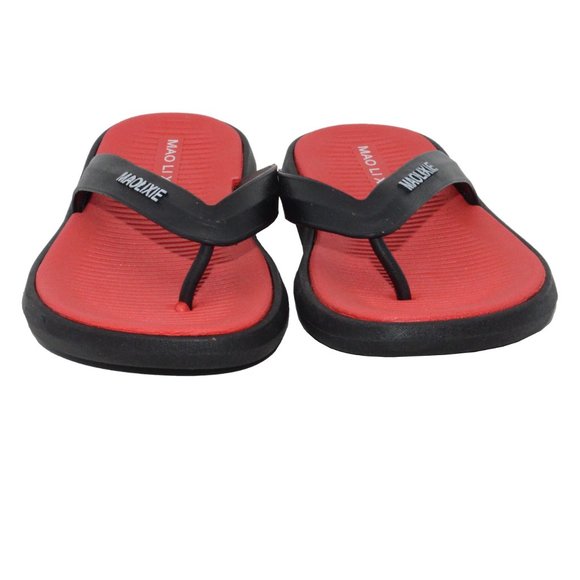 Men's Beach Flip Flops Comfort Supple Home Casual Thong Sandals Outdoor Red - Picture 3 of 4